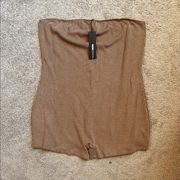 Fashion Nova Brown Strapless Romper - Picture 1 of 3
